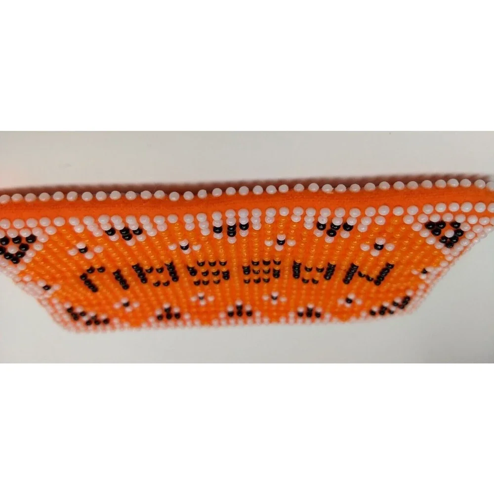 BEADED NASSAU / THUNDERBIRD Orange Zippered Coin Purse‎ Vintage 80s Style 5